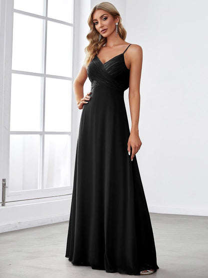 ever NOVA|Criss-Cross V-Neck Chiffon Backless A-Line Bridesmaid Dress