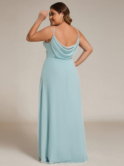 pretty NOVA|Plus Size Draped Back Criss-Cross Chiffon A-Line Bridesmaid Dress