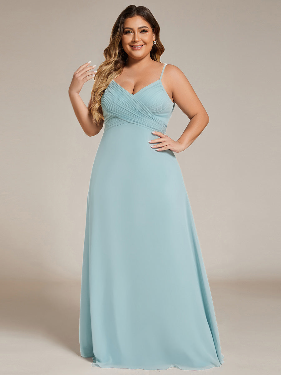 pretty NOVA|Plus Size Draped Back Criss-Cross Chiffon A-Line Bridesmaid Dress