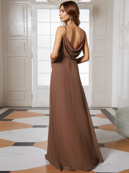 ever NOVA|Criss-Cross V-Neck Chiffon Backless A-Line Bridesmaid Dress