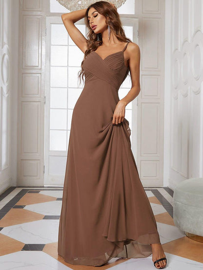 ever NOVA|Criss-Cross V-Neck Chiffon Backless A-Line Bridesmaid Dress