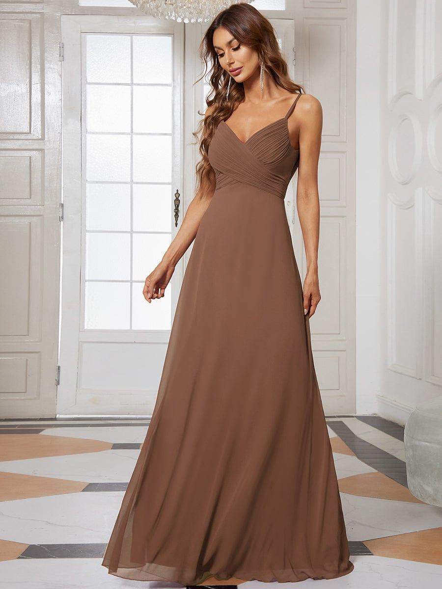 ever NOVA|Criss-Cross V-Neck Chiffon Backless A-Line Bridesmaid Dress