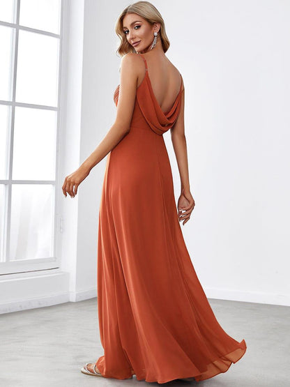 ever NOVA|Criss-Cross V-Neck Chiffon Backless A-Line Bridesmaid Dress