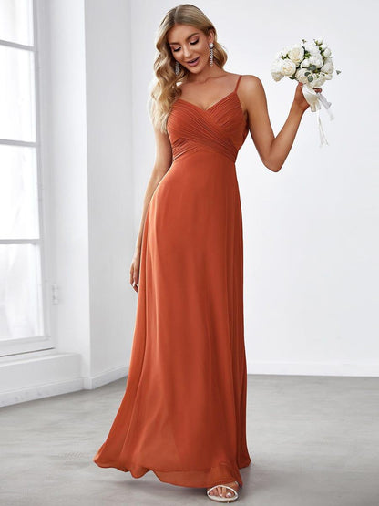 ever NOVA|Criss-Cross V-Neck Chiffon Backless A-Line Bridesmaid Dress