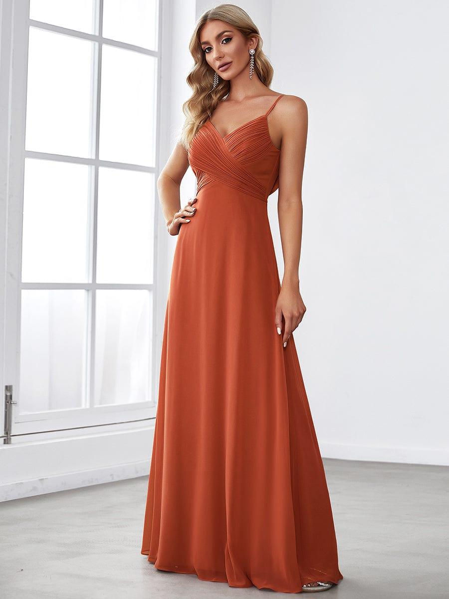 ever NOVA|Criss-Cross V-Neck Chiffon Backless A-Line Bridesmaid Dress
