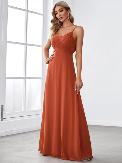 ever NOVA|Criss-Cross V-Neck Chiffon Backless A-Line Bridesmaid Dress