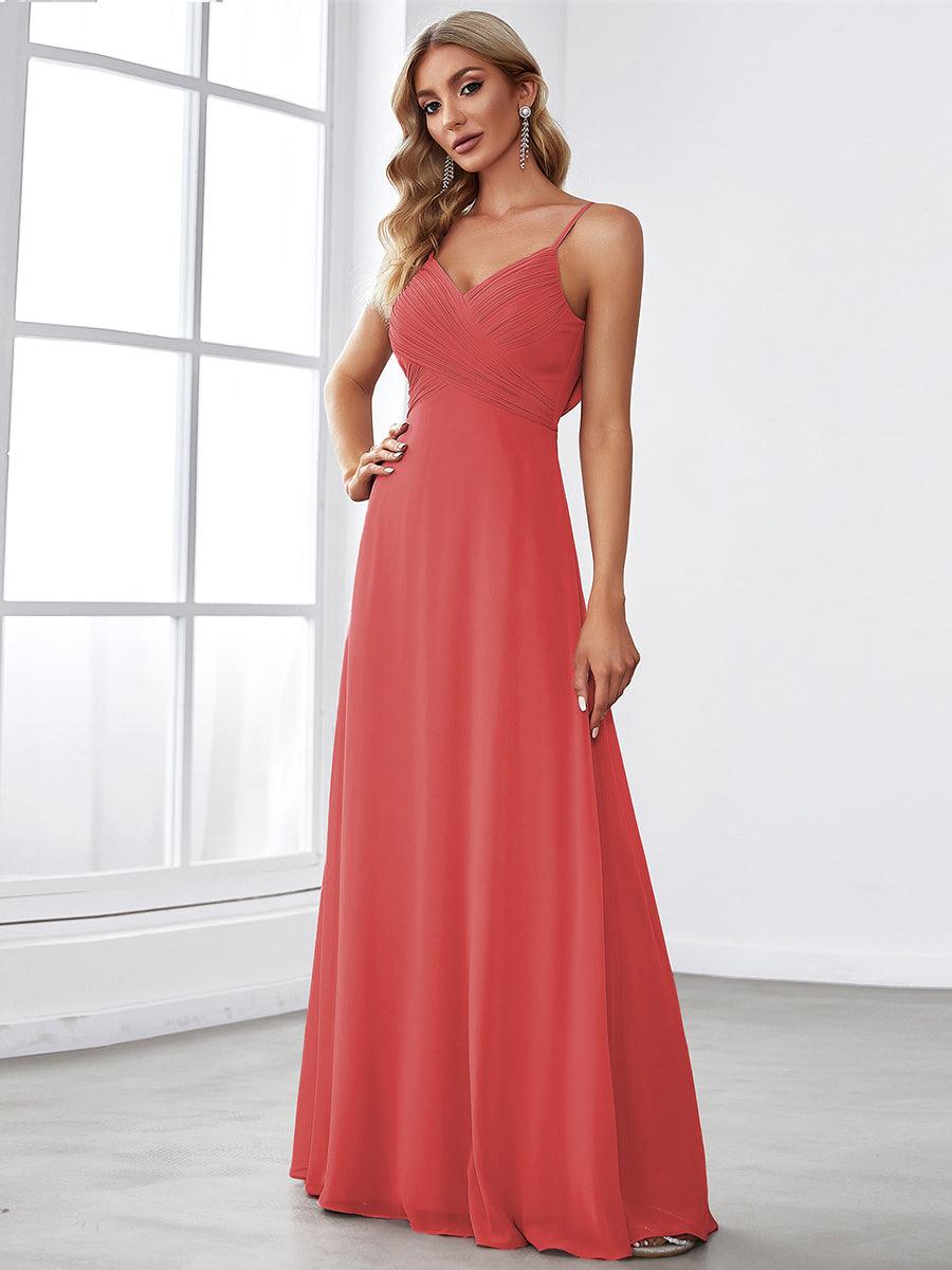 ever NOVA|Criss-Cross V-Neck Chiffon Backless A-Line Bridesmaid Dress