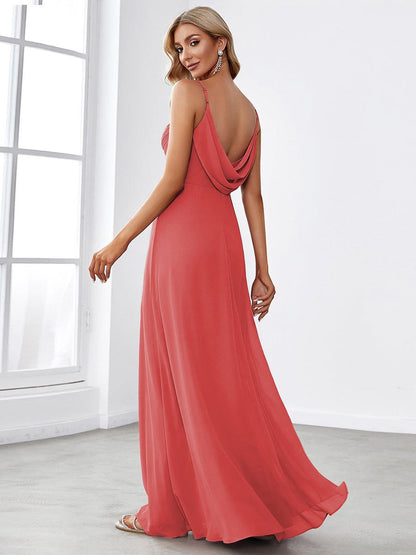 ever NOVA|Criss-Cross V-Neck Chiffon Backless A-Line Bridesmaid Dress
