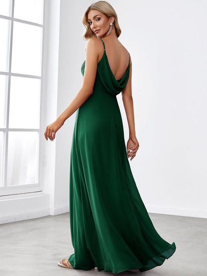ever NOVA|Criss-Cross V-Neck Chiffon Backless A-Line Bridesmaid Dress