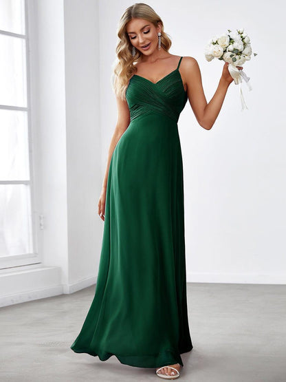 ever NOVA|Criss-Cross V-Neck Chiffon Backless A-Line Bridesmaid Dress