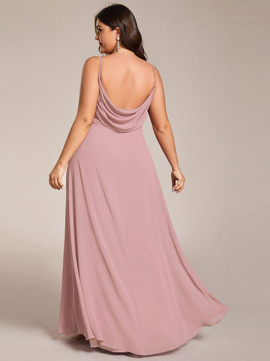 pretty NOVA|Plus Size Draped Back Criss-Cross Chiffon A-Line Bridesmaid Dress