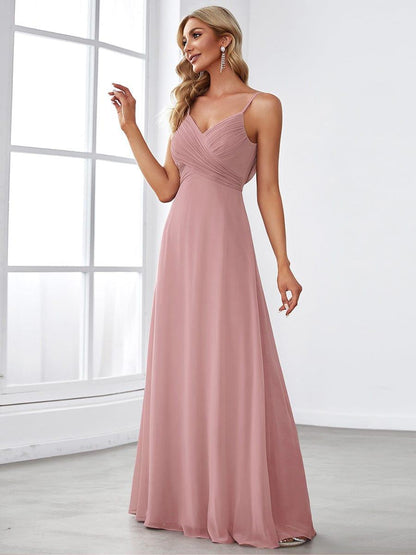 ever NOVA|Criss-Cross V-Neck Chiffon Backless A-Line Bridesmaid Dress