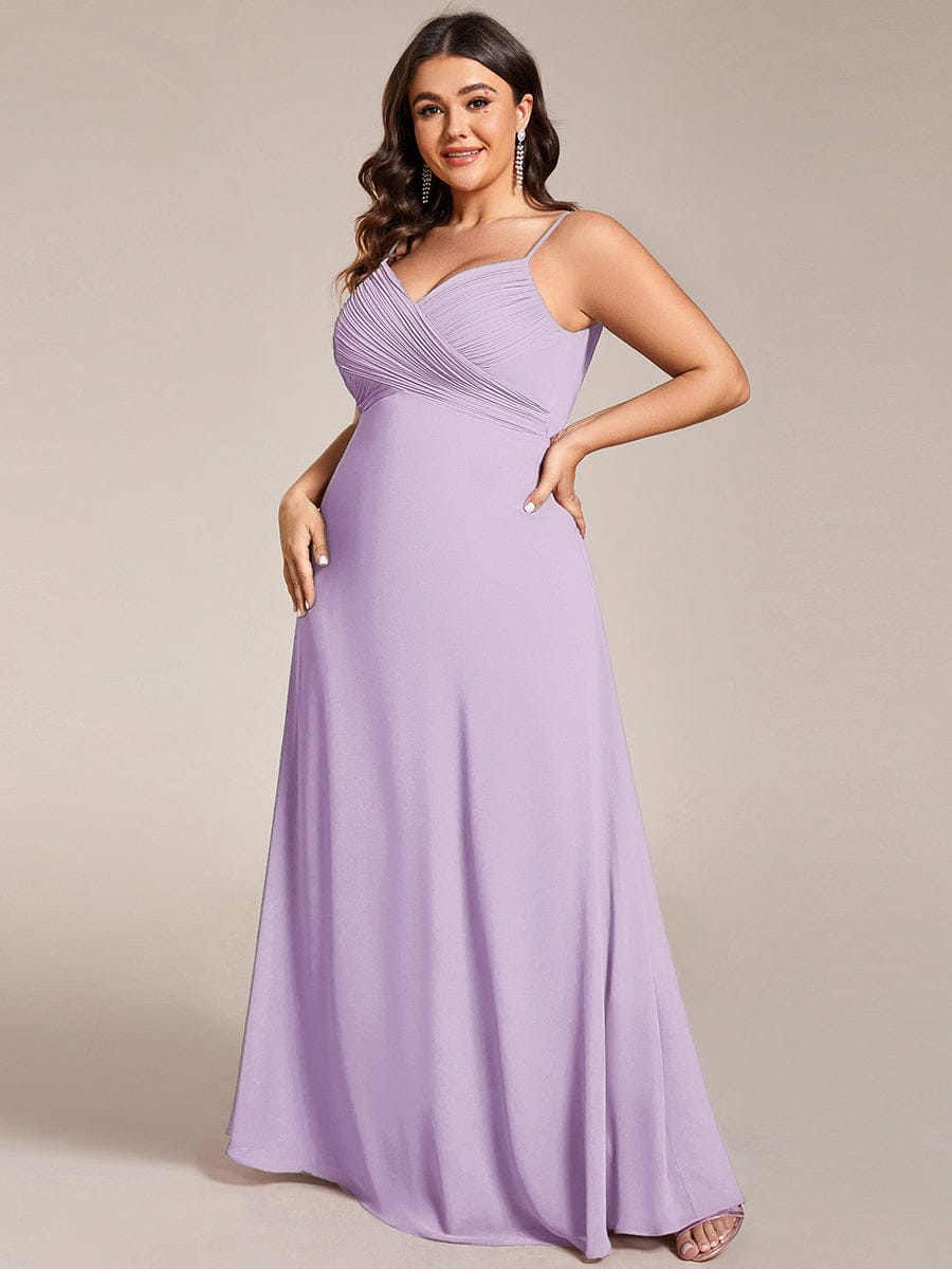 pretty NOVA|Plus Size Draped Back Criss-Cross Chiffon A-Line Bridesmaid Dress