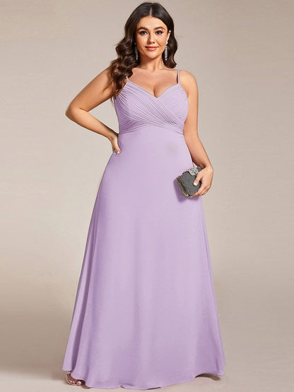 pretty NOVA|Plus Size Draped Back Criss-Cross Chiffon A-Line Bridesmaid Dress