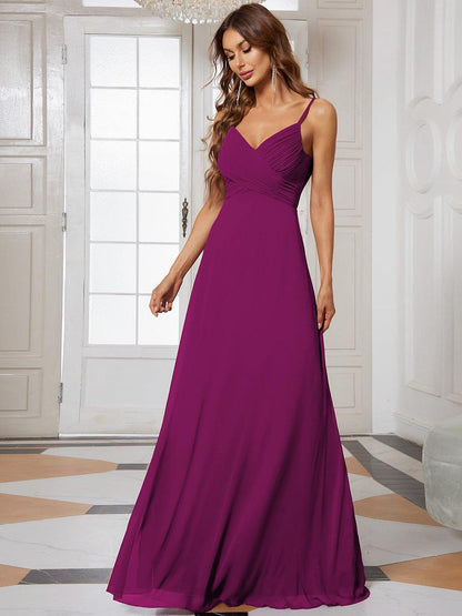 ever NOVA|Criss-Cross V-Neck Chiffon Backless A-Line Bridesmaid Dress