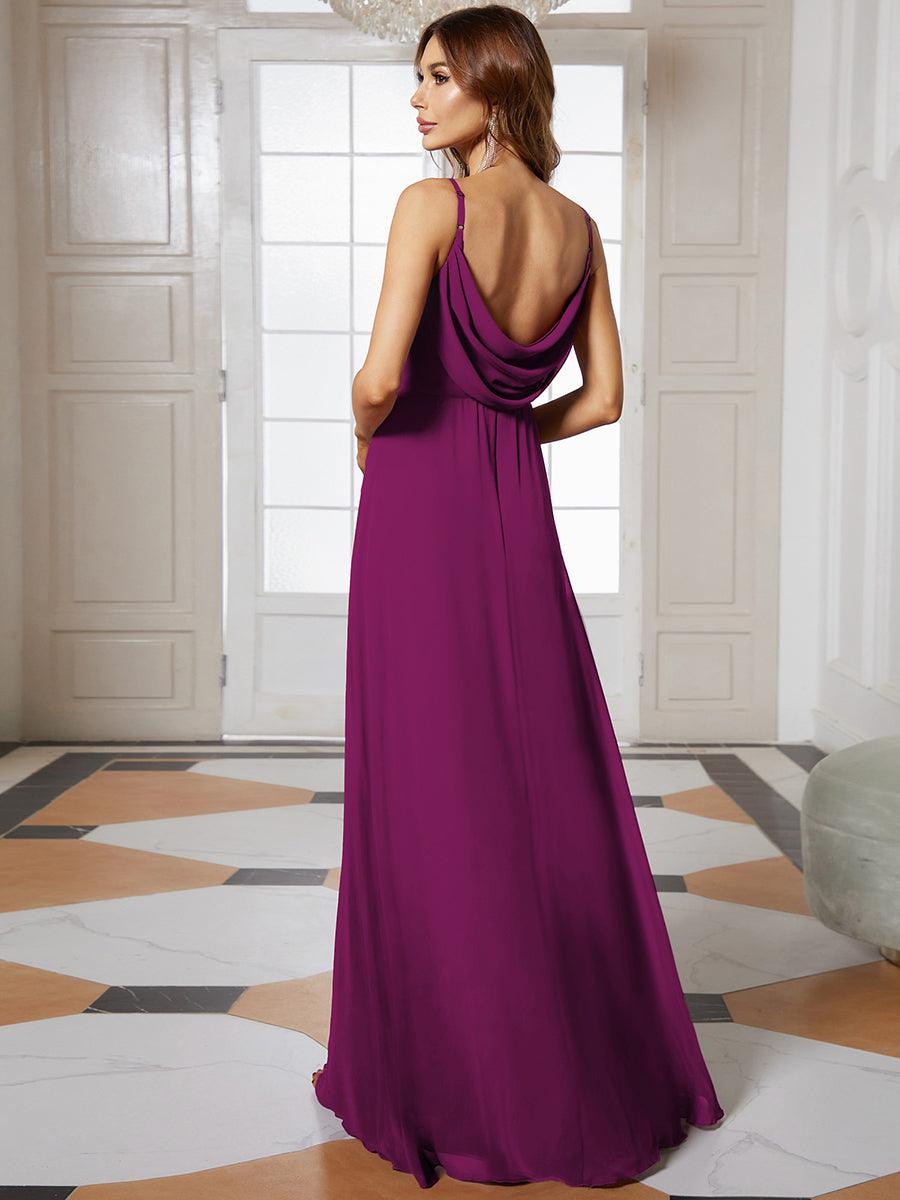 ever NOVA|Criss-Cross V-Neck Chiffon Backless A-Line Bridesmaid Dress