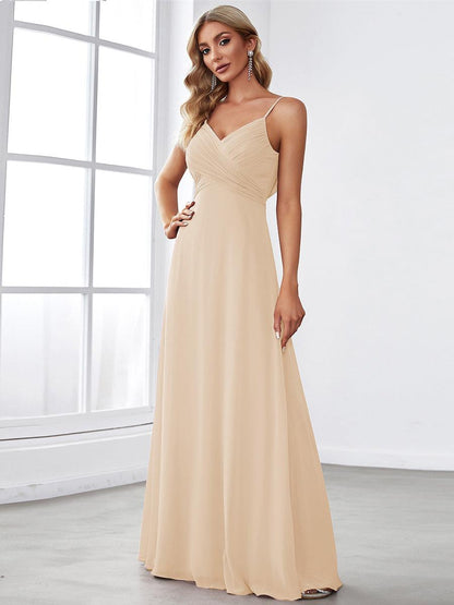 ever NOVA|Criss-Cross V-Neck Chiffon Backless A-Line Bridesmaid Dress