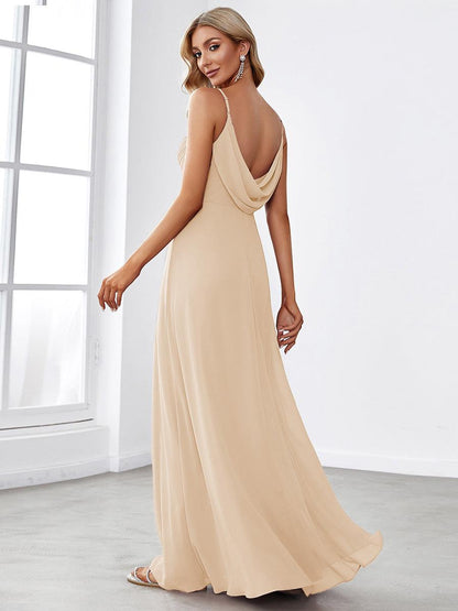 ever NOVA|Criss-Cross V-Neck Chiffon Backless A-Line Bridesmaid Dress
