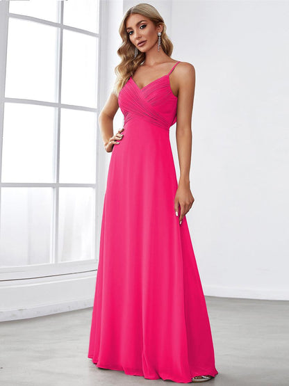 ever NOVA|Criss-Cross V-Neck Chiffon Backless A-Line Bridesmaid Dress