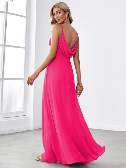 ever NOVA|Criss-Cross V-Neck Chiffon Backless A-Line Bridesmaid Dress