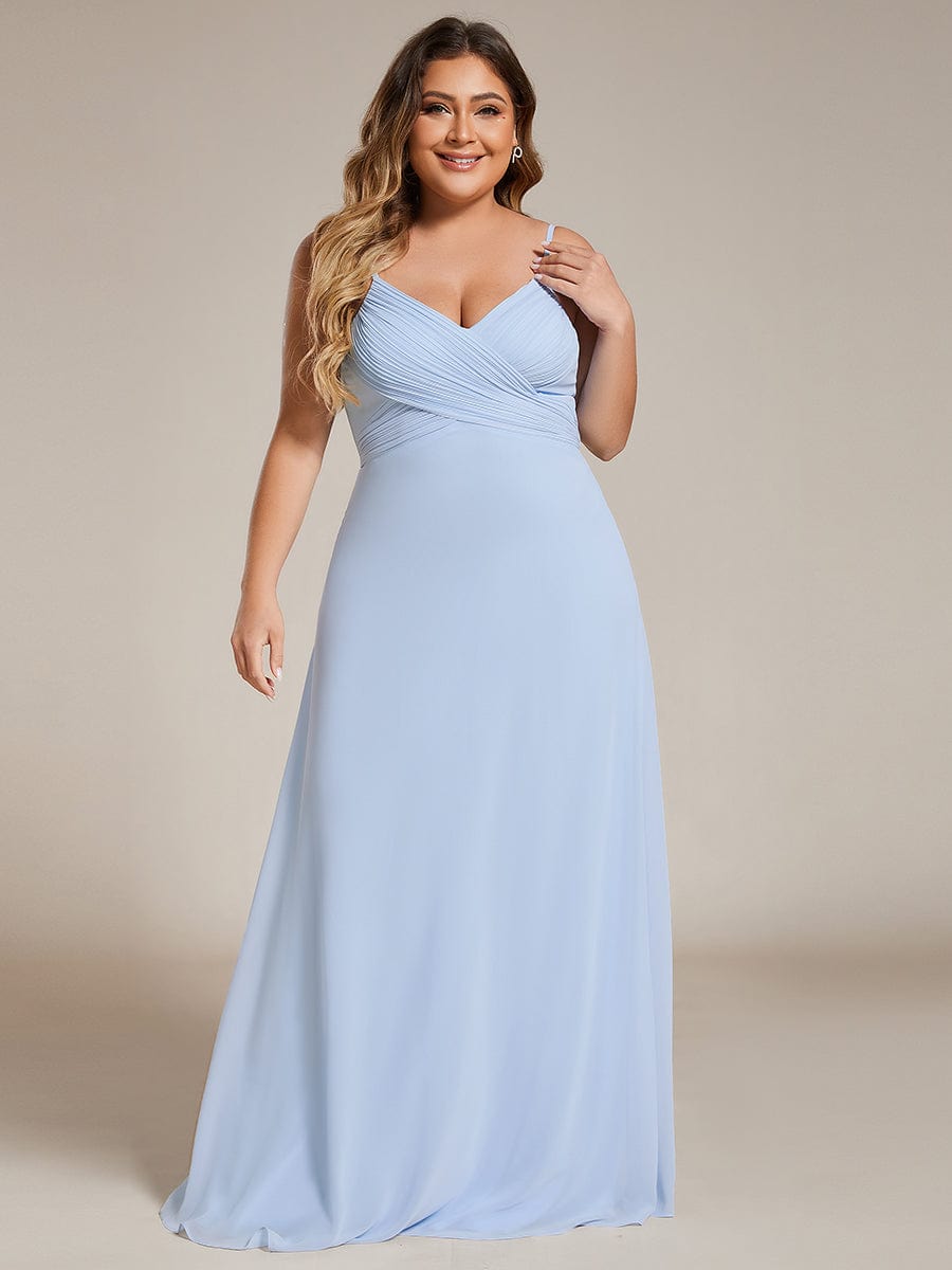 pretty NOVA|Plus Size Draped Back Criss-Cross Chiffon A-Line Bridesmaid Dress