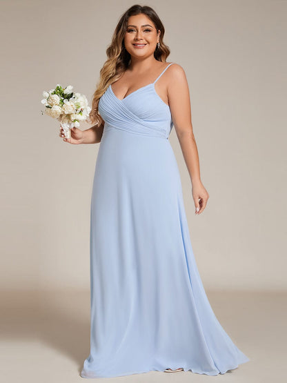 pretty NOVA|Plus Size Draped Back Criss-Cross Chiffon A-Line Bridesmaid Dress