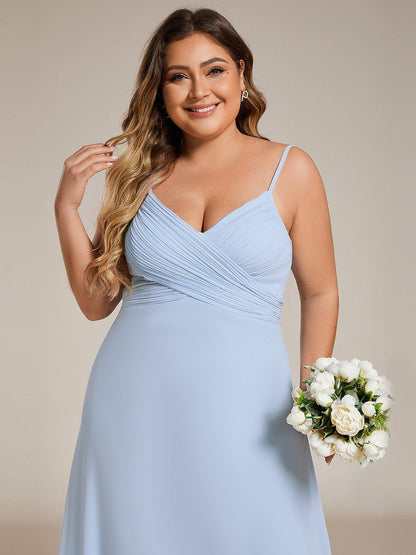 pretty NOVA|Plus Size Draped Back Criss-Cross Chiffon A-Line Bridesmaid Dress