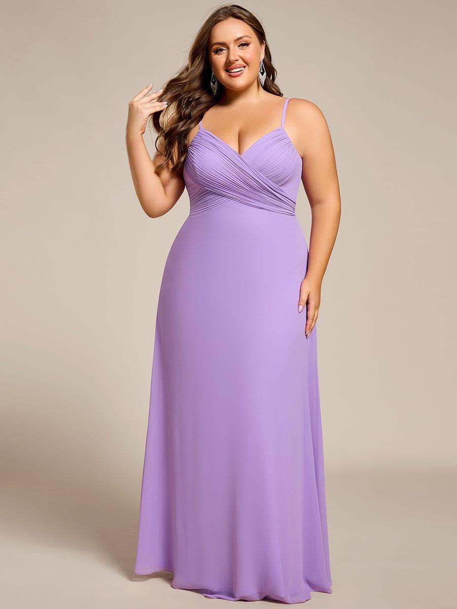 pretty NOVA|Plus Size Draped Back Criss-Cross Chiffon A-Line Bridesmaid Dress
