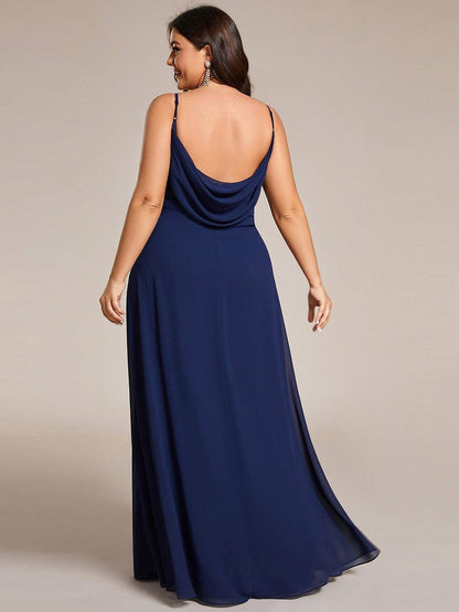pretty NOVA|Plus Size Draped Back Criss-Cross Chiffon A-Line Bridesmaid Dress