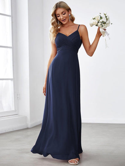 ever NOVA|Criss-Cross V-Neck Chiffon Backless A-Line Bridesmaid Dress
