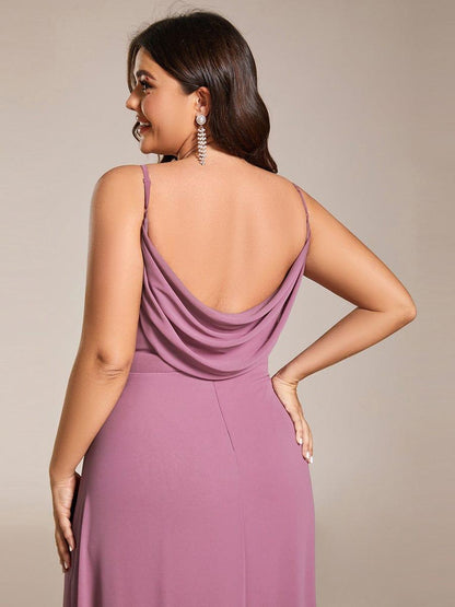 pretty NOVA|Plus Size Draped Back Criss-Cross Chiffon A-Line Bridesmaid Dress