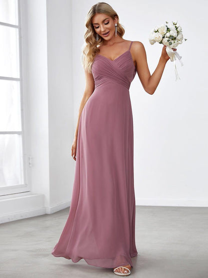 ever NOVA|Criss-Cross V-Neck Chiffon Backless A-Line Bridesmaid Dress
