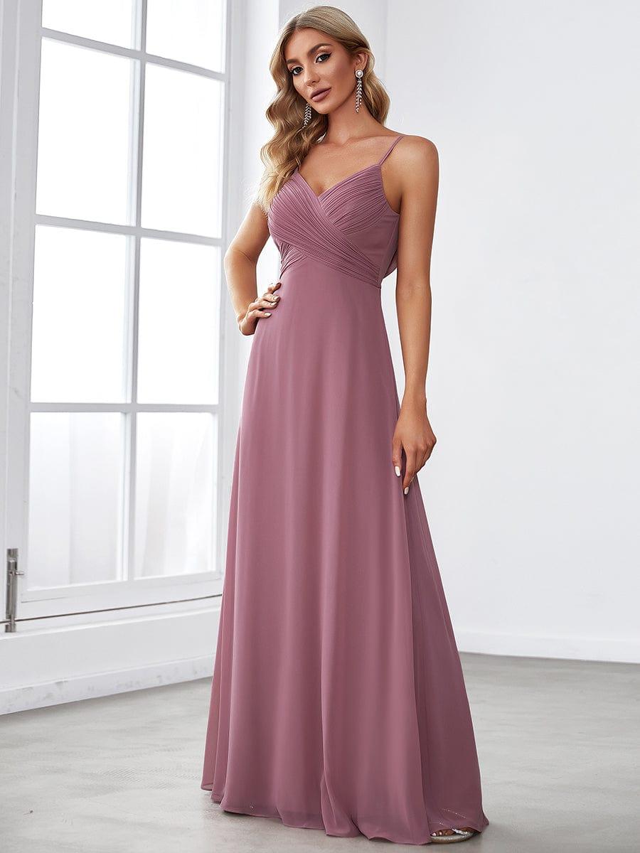 ever NOVA|Criss-Cross V-Neck Chiffon Backless A-Line Bridesmaid Dress