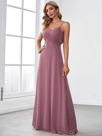 ever NOVA|Criss-Cross V-Neck Chiffon Backless A-Line Bridesmaid Dress
