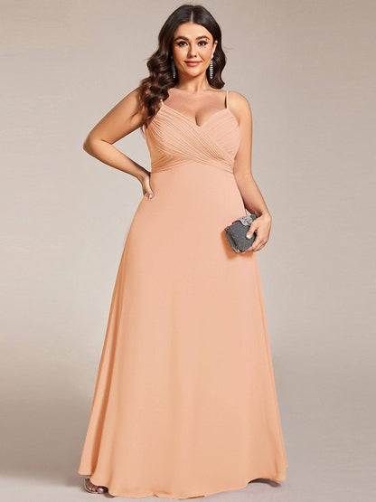 pretty NOVA|Plus Size Draped Back Criss-Cross Chiffon A-Line Bridesmaid Dress