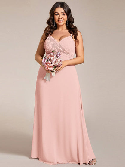 pretty NOVA|Plus Size Draped Back Criss-Cross Chiffon A-Line Bridesmaid Dress