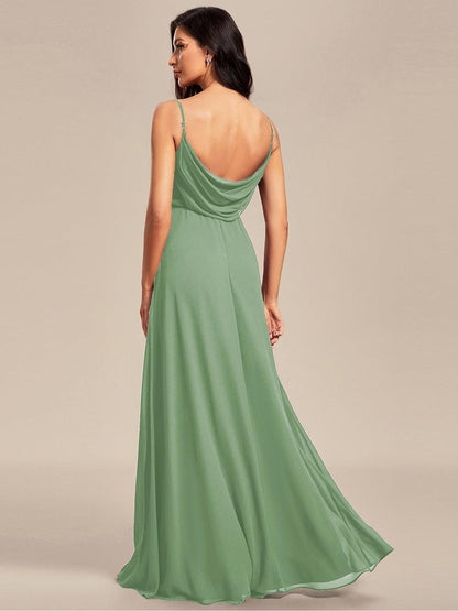 ever NOVA|Criss-Cross V-Neck Chiffon Backless A-Line Bridesmaid Dress