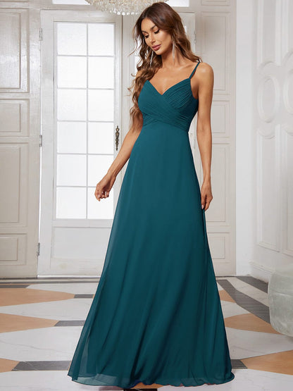 ever NOVA|Criss-Cross V-Neck Chiffon Backless A-Line Bridesmaid Dress