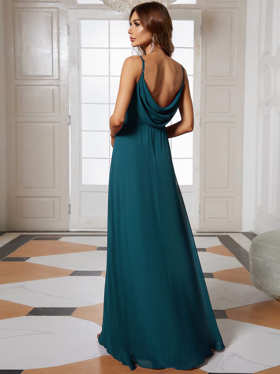 ever NOVA|Criss-Cross V-Neck Chiffon Backless A-Line Bridesmaid Dress