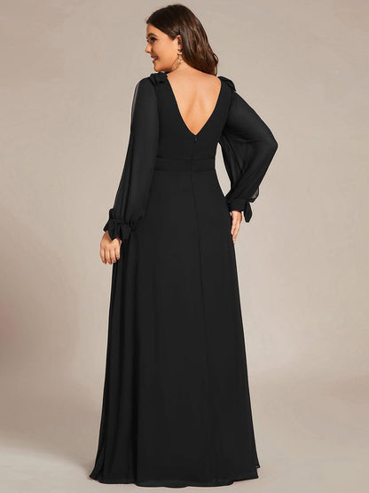 pretty IVORY|Plus Size Open Lantern Sleeve A-Line Bridesmaid Dress