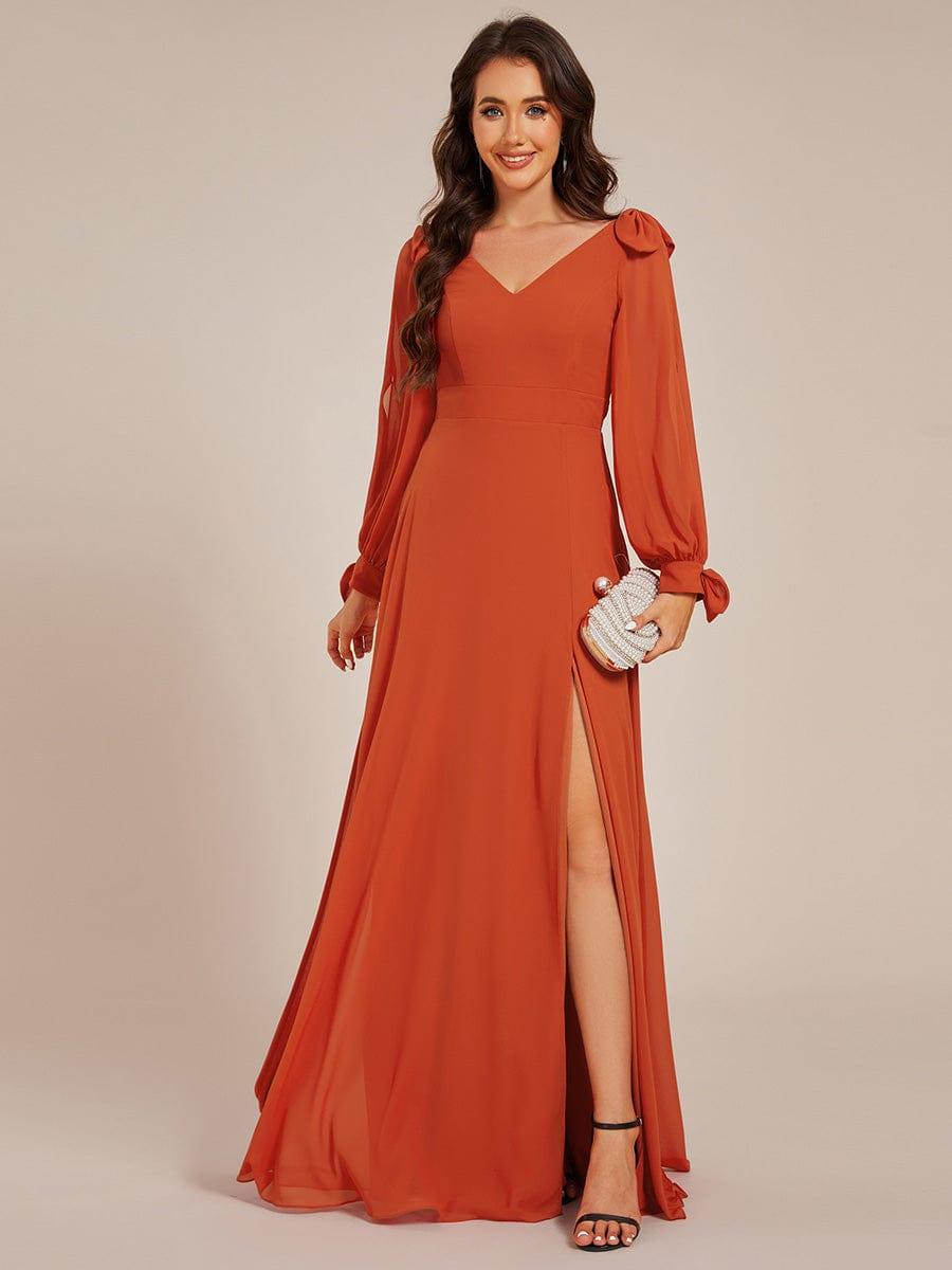 ever IVORY|Open Lantern Sleeve A-Line Bridesmaid Dress