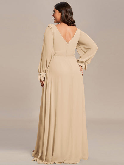 ever IVORY|Open Lantern Sleeve A-Line Bridesmaid Dress