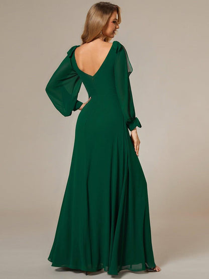 ever IVORY|Open Lantern Sleeve A-Line Mother of the Bride Dress