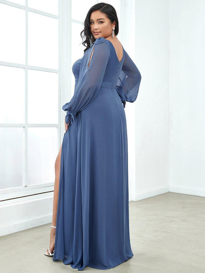 ever IVORY|Open Lantern Sleeve A-Line Mother of the Bride Dress