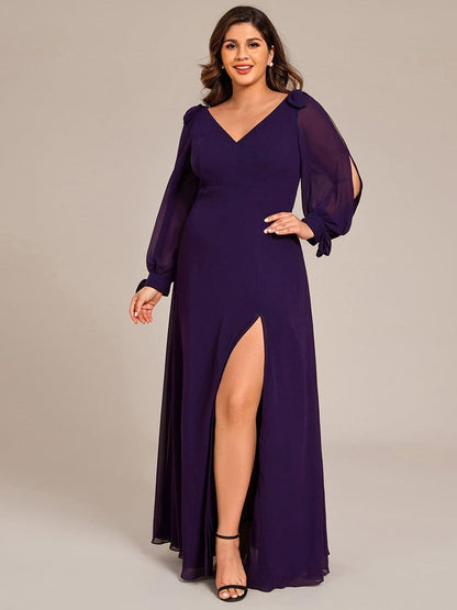 ever IVORY|Open Lantern Sleeve A-Line Mother of the Bride Dress