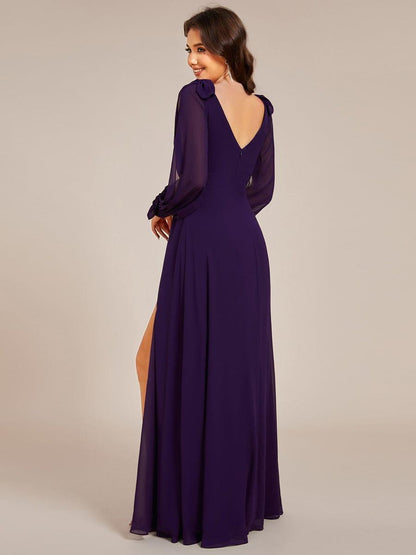 ever IVORY|Open Lantern Sleeve A-Line Bridesmaid Dress