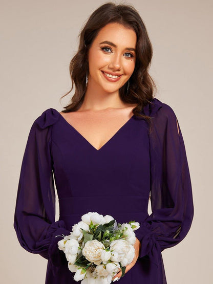 ever IVORY|Open Lantern Sleeve A-Line Mother of the Bride Dress