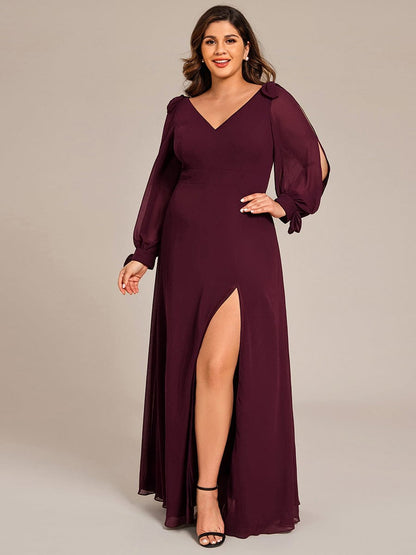 ever IVORY|Open Lantern Sleeve A-Line Bridesmaid Dress