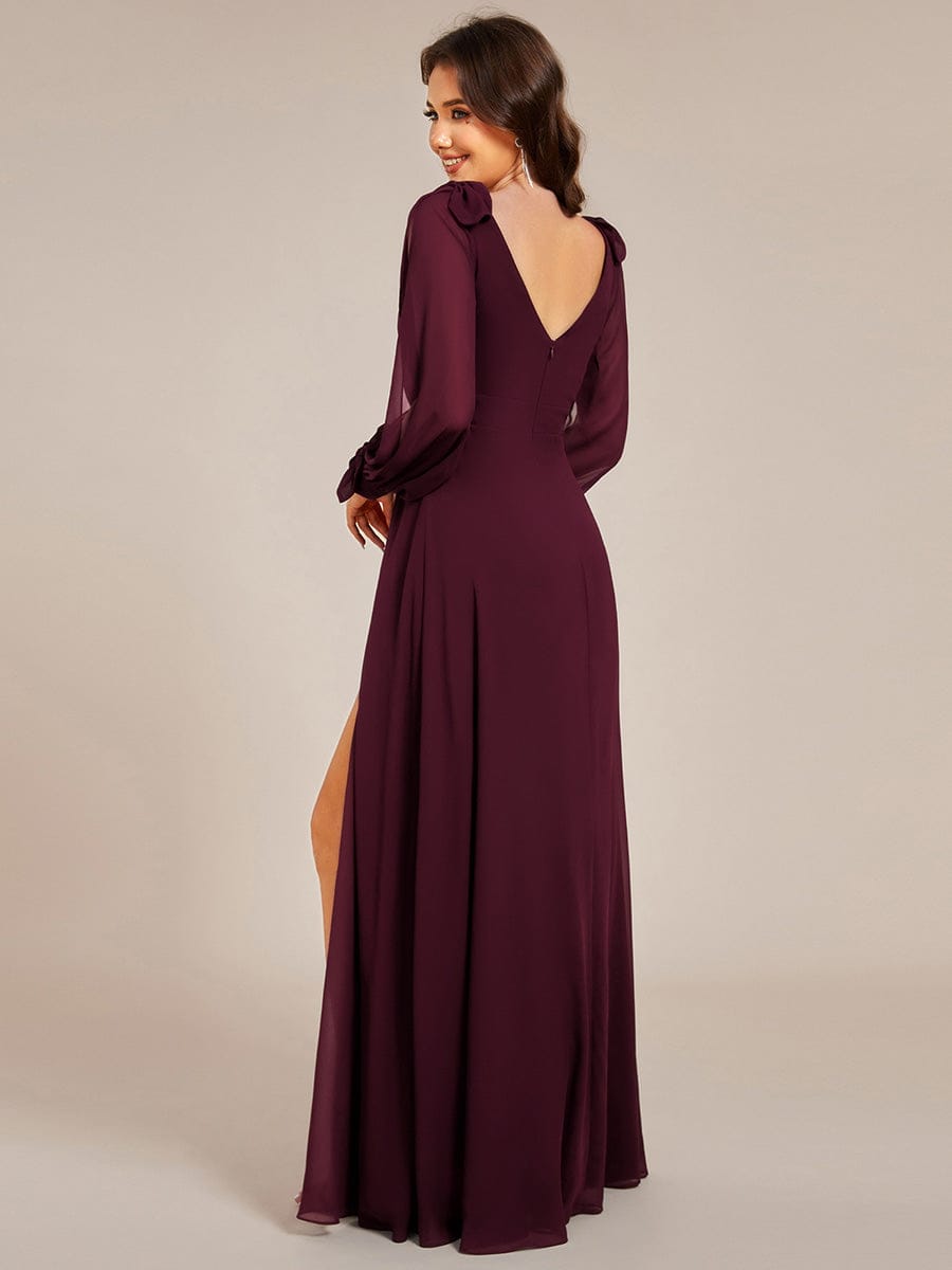 ever IVORY|Open Lantern Sleeve A-Line Bridesmaid Dress