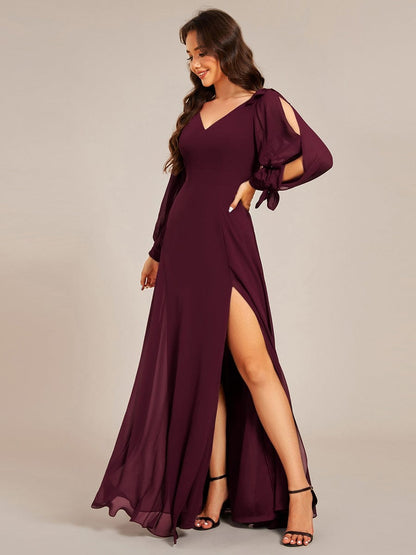 ever IVORY|Open Lantern Sleeve A-Line Bridesmaid Dress